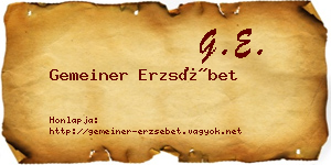 Gemeiner Erzsébet névjegykártya